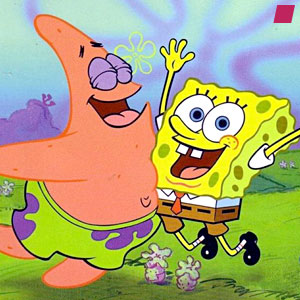 'Patrick Star' and 'SpongeBob SquarePants' in 'Bikini Bottom'. Merchandise image from the television series 'SpongeBob SquarePants', 2001