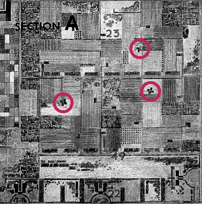 Detail of the Living City site plan 1958 from 'Frank Lloyd Wright 1943-1959: The Complete Works' by Bruce Brooks Pfeiffer, published by Taschen 2009