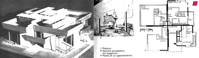 'Suntop Houses' model and plan 1939 - 40, Frank Lloyd Wright 
FRANK LLOYD WRIGHT - 1994, Bruno Zevi