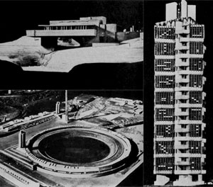 'Broadacre City' models 1934 - 35 by Frank Lloyd Wright, from 'Urban Utopias in the Twentieth Century: Ebenezer Howard, Frank Lloyd Wright, and Le Corbusier' by Robert Fishman, published by  Basic Books, New York 1977