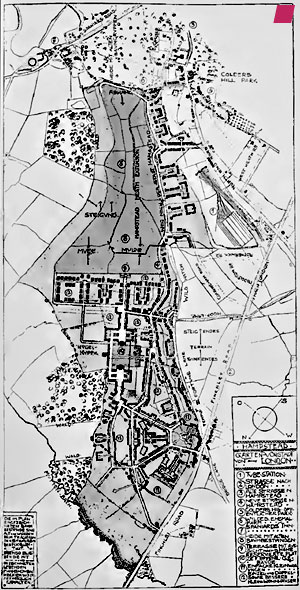 'Hampstead Garden Suburb' planned by  Richard Barry Parker and [Sir] Raymond Unwin 1906 image taken from 'Die Gartenstadtbewegung in England, ihre Entwickelung und ihr jetziger Stand' by Hans Eduard Berlepsch-Valendas [architect B.D.A], published by R. Oldenbourg München und Berlin 1911 [page 154]