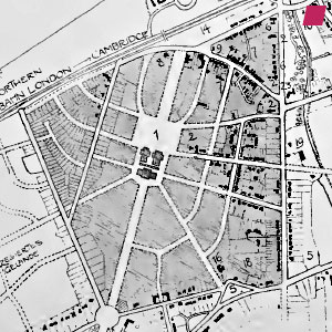 'Letchworth Garden City by 1910' planned by  Richard Barry Parker and [Sir] Raymond Unwin 1904 image taken from 'Die Gartenstadtbewegung in England, ihre Entwickelung und ihr jetziger Stand' by Hans Eduard Berlepsch-Valendas [architect B.D.A], published by R. Oldenbourg München und Berlin 1911 [page 132]