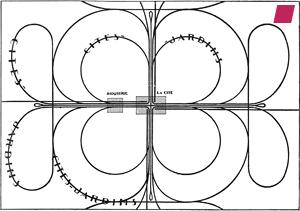 'RAILWAY SYSTEM: SUBURBAN AND MAIN LINES' from 'The City of To-morrow and Its Planning [Urbanisme]' by Le Corbusier, published by J. Rodker, 1987 [published first 1925]