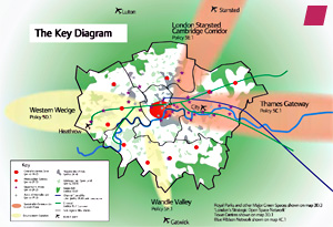 'The Key Diagram' from 'The London Plan : Spatial Development Strategy for Greater London' published by the Greater London Authority February 2004