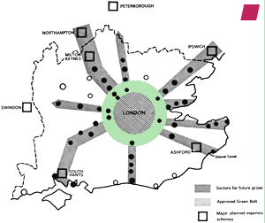 'A Strategy for the South East : A First Report by the South East Economic Planning Council' November 1967; from 'Milton Keynes: image and reality' by Terence Bendixson and John Platt, published by Granta Editions, Cambridge 1992 [reprinted 1998]