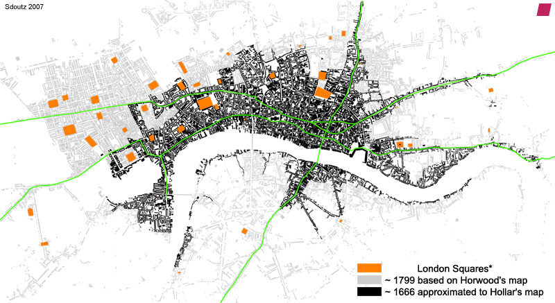 London Squares by 1799 according to Horwood's map | Franz Sdoutz 2007